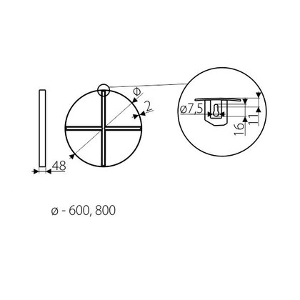 Rám na zrkadlo fi 800 mm čierny / Gamet