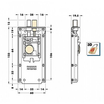 Neviditeľné záv.kov.pre horné skrinky Art.823, pravé
