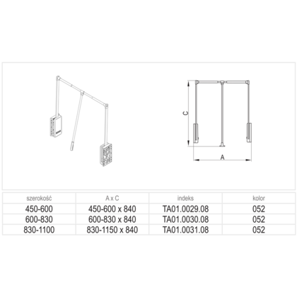 Sklopný vešiak 83-110 cm, chróm- biely