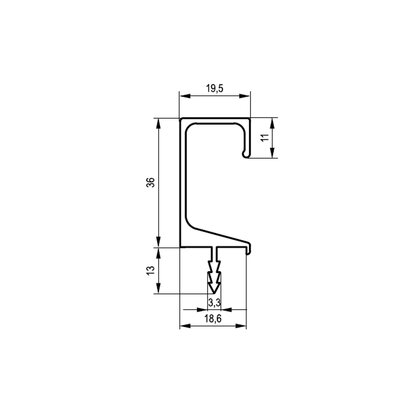 Profil UKW 7, L-3,0 m striekaný čierny mat / Rejs