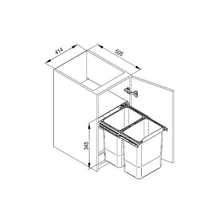 Odpad.kôš IR530, 15+15l, s tlmením a s možnostou dokúpenia úchytu na dvierka, do 450mm, sivý / Rejs