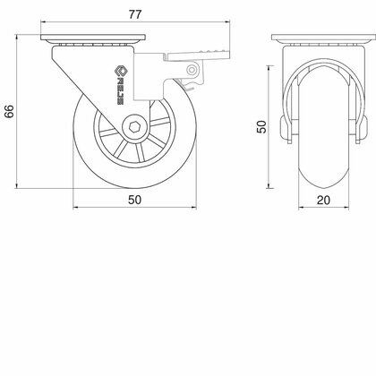 Transparentné  koliesko fi50 s platničkou / LC