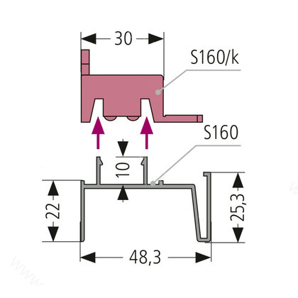 Gripless - klip k zvislému jednostrannému profilu S160