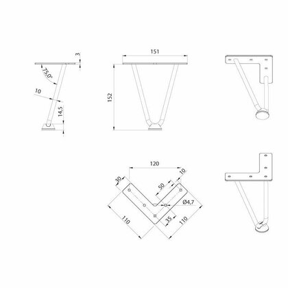 Nábytková noha DN-802, čierna Nábytková noha DN-802, čierna