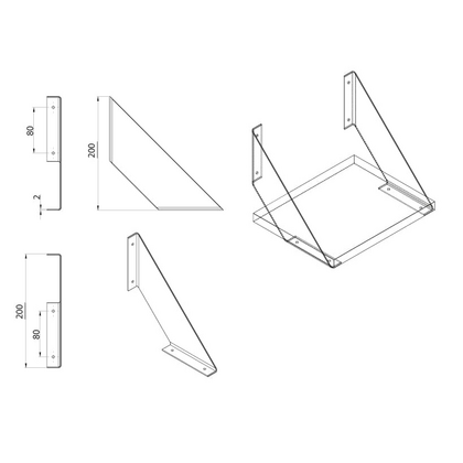 Podperka na policu WM-1005, 200X200 čierna 