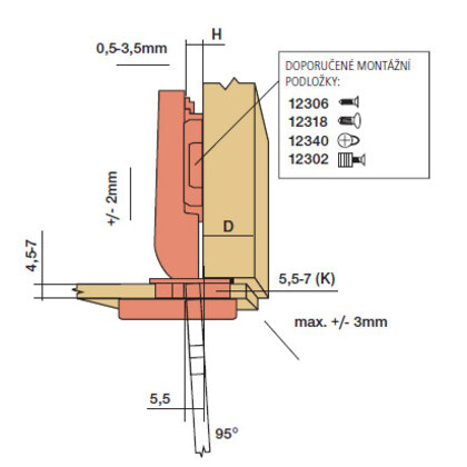 Záves naložený na sklo 94°  75T4100 / Blum
