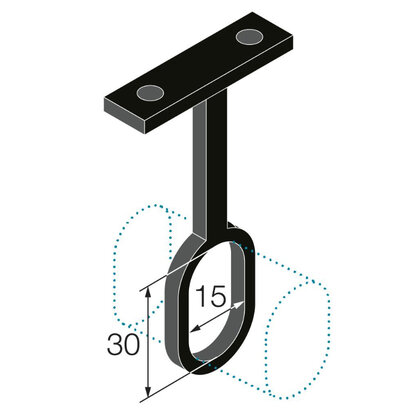 Držiak vešiakovej tyče stopkový prechodový, bez reg. čierny