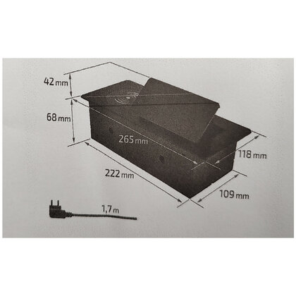 Stolová vyklápacia 1x 230V +2x USB-A+ bezdrôtová nabíjačka, čierna mat. s káblom 2 m Stolová vyklápacia 1x 230V +2x USB-A+ bezdrôtová nabíjačka, čierna mat. s káblom 2 m