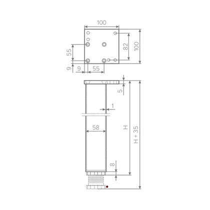 Stol.noha alu 60x60/710/R, čierna mat  / LC Stol.noha alu 60x60/710/R, čierna mat  / LC