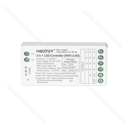 LED dialkový prijímač 3v1  RGB,RGBW,CCT 12V,WIFI+2.4G,  biely