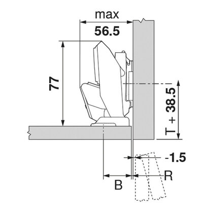 Záves na tenké dvierka (8-14 mm) 70T453T.TL EXPANDO Clip top bez pera / Blum 
