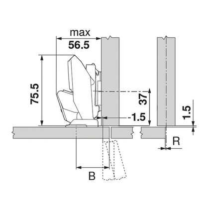 Záves na tenké dvierka (8-14 mm) 70T453T.TL EXPANDO Clip top bez pera / Blum 