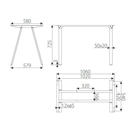 Kancel. podnož SR104 ,v:725 mm, š:1060 mm, čierna matná   / Gamet Kancel. podnož SR104 ,v:725 mm, š:1060 mm, čierna matná   / Gamet