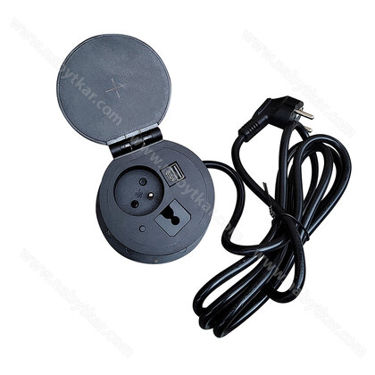 Zásuvka Maxi 1x230V+1xUSBA +1x USBC + nabíjačka ,pre otvor 78 mm,čierna