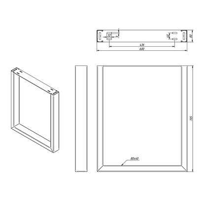 Stolová podnož 40x80 ,v:705x600, čierny mat 