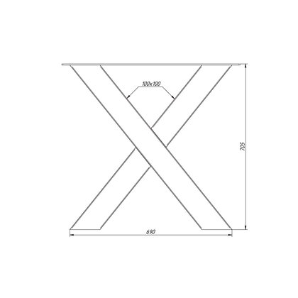 Stolová podnož X ,v:705x690, čierny mat 
