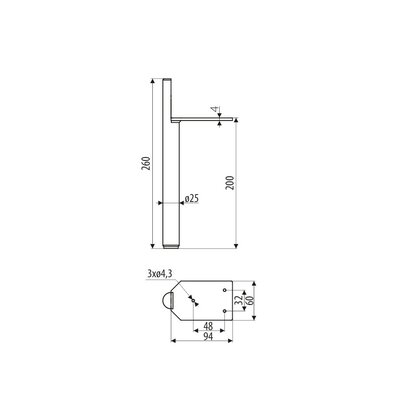 Nábytková noha NS53-200 mm-L2 bez regulácie čierna / Gamet 