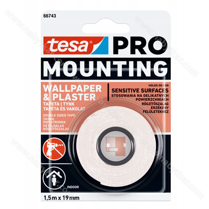 Montážna páska . 1,5m x 19mm , biela  /TESA