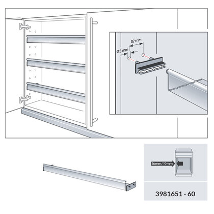Polica na koreničky nad digestor dl:60 cm