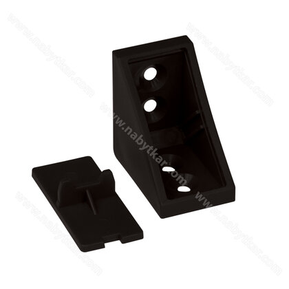 Uholník plastový 4-dierový nad sebou, čierny (bal:100 ks)