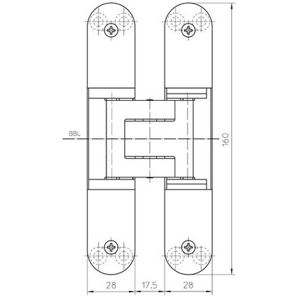 Záves Tectus TE 340 3D F1 pre bezfalcové reverzné dvere do 80 Kg - hliník (bal:2 ks)