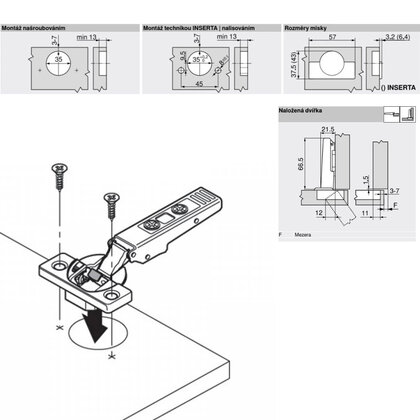 Záves Clip Top Blumotion 110° Expando naložený  71B358E / Blum