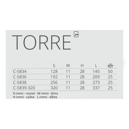 Madlo TORRE C-5839 G77 - 320 mm, zlato mat.