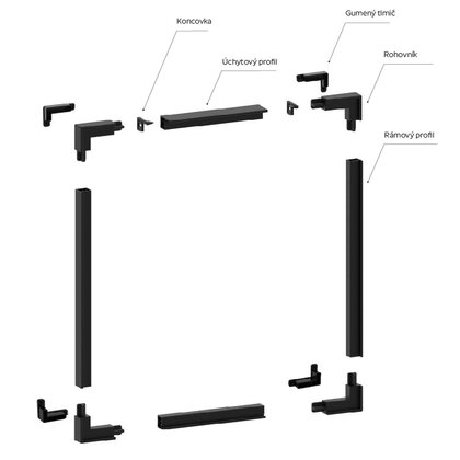 Hliníkový rámový  profil čierny