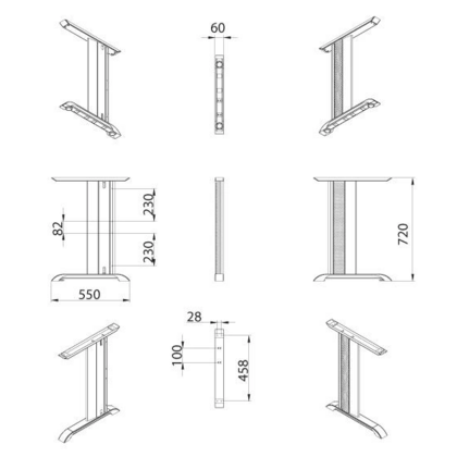 Kanc.podnož KP-280- bez excentra a tiahla, sivá
