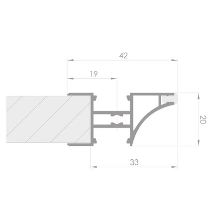 Gripless Led obojst. profil 41,1/32,1 x 20,2 do korpusu L-3,0 m AL(bez tesn.ULL-01 a kryc.lišty) LC