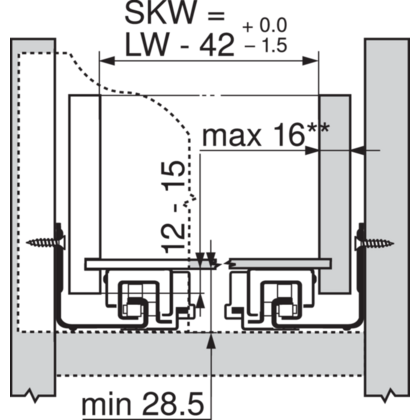 Skrytý pl. MOVENTO 500 mm, TIP-ON 40 kg bez spojky