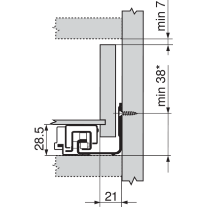 Skrytý pl. MOVENTO 350 mm, TIP-ON 40 kg bez spojky
