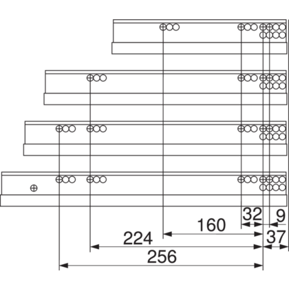 Skrytý pl. MOVENTO 350 mm, TIP-ON 40 kg bez spojky