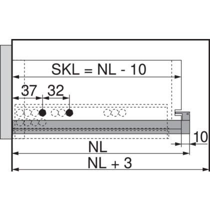 Skrytý pl. MOVENTO 400 mm, TIP-ON 40 kg bez spojky