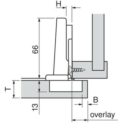 Záves CLIP TOP 95° naložený  71T9550, na hrub.dvierka /Blum