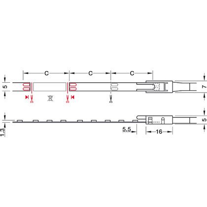 LED pás Häfele  Loox5 LED 3141, 24 V, 5 mm, 160 LED/m, 6 W/m, IP20, 4000 K,  neutralana , L 50 m