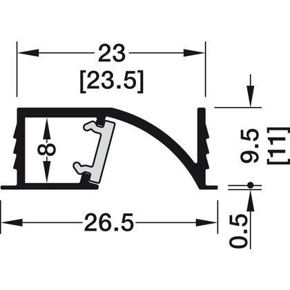 Häfele Loox5 profil 1107 pro osvětlovací LED pásky 5 mm 833.95.731 asymetrické rozložení světla, čer