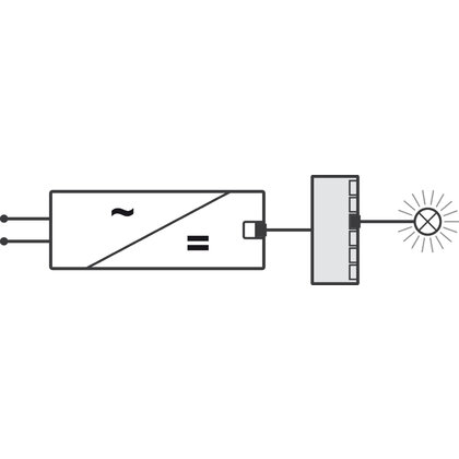6-cestný rozbočovač, Häfele Loox5, 24 V, funkcia bez spínača, 2-pólový (jednofarebná alebo viacbiela