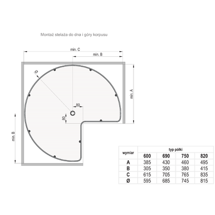 MAXIMA SILVA Otočný kôš 3/4 fi820 chróm / biely WE08.5505.43.374  / Rejs