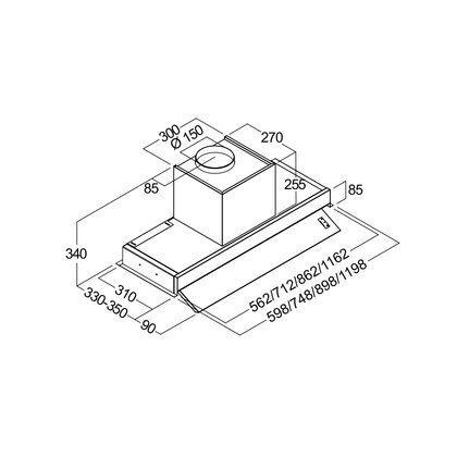 Odsávač pár CASTORE90 INOX, montáž na dno hornej skrinky