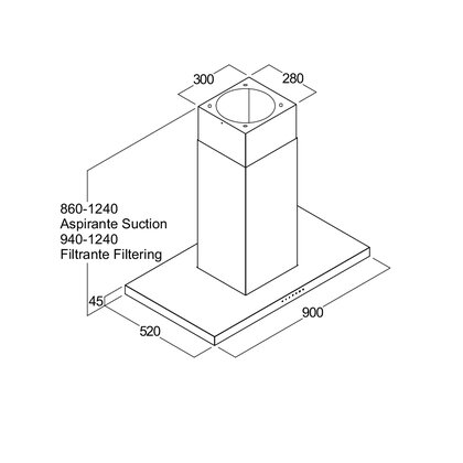 Odsávač pár NORMA 90 čierny, montáž na stenu 