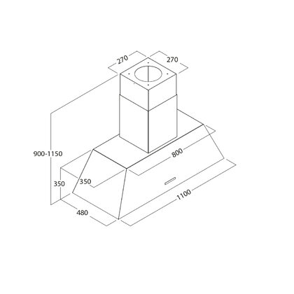 Odsávač pár LEO HOOD 90 BRONZE, montáž na stenu 