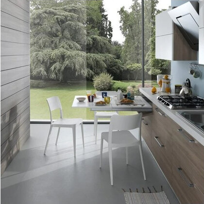 Zásuvkový výsuvný stolový mechanizmus s krytkami LUNCH pre šírku skrinky 600 mm