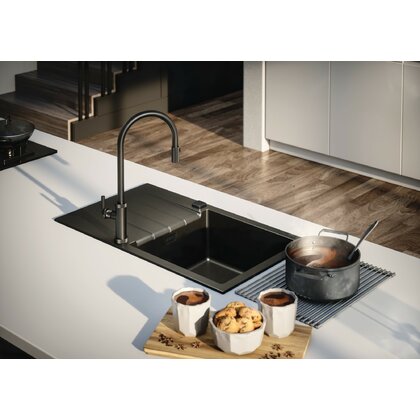 Drez CADIT 20 G91 čierny , 790 X 500 mm , vanička : 375x425x198 mm  BLACK EDITION / Alveus