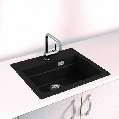 Drez ATROX 30 G91 čierny , 590 X 500 mm , vanička : 510x340x195 mm  BLACK EDITION / Alveus