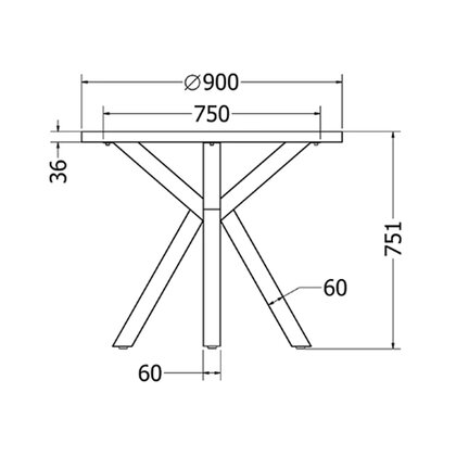 Stolová podnož  ,v:751 x750 pre priemer stola fi 770 do 1000 mm , čierny mat 