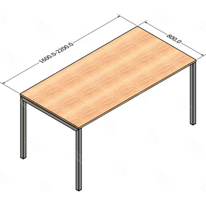 Kancelárska podnož MONA pre stol.dosku od 1600 do 2200 mm x 800 mm  rovná, čierna