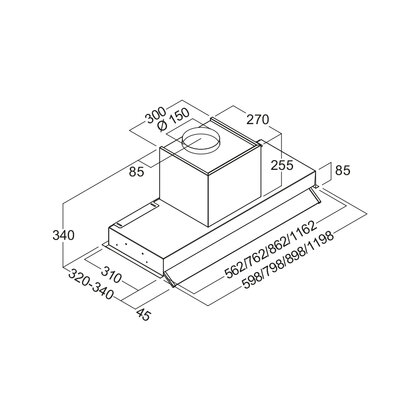 Odsávač pár CANOPO PLUS 80 čierny, montáž na dno hornej skrinky 