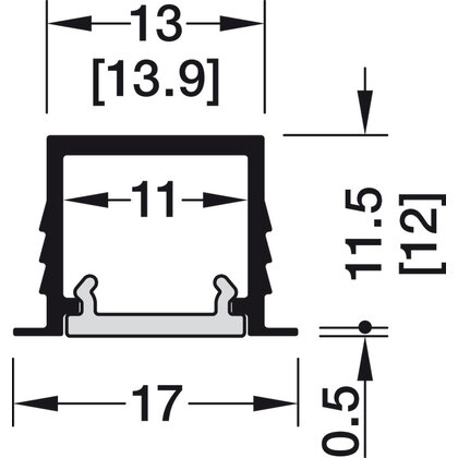 Häfele Loox5 profil 1103 pre LED osvetľ. lišty 8 mm, čierny elox., 3000 mm aj s difúzorom biely opál