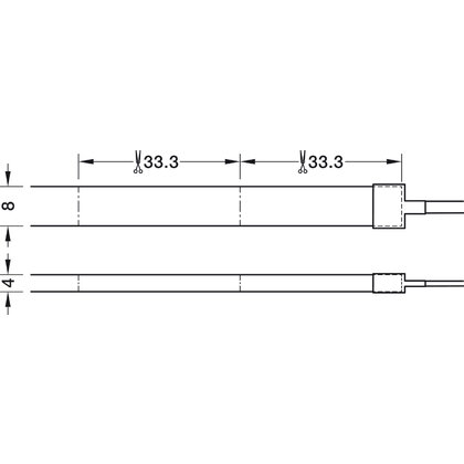 LED pásik v silik. puzdre, LED 1163 24 V 2-pólová (jednof.), drážk. 4 x 8 mm,180 LED/m, 9,6 W/m, 1m
